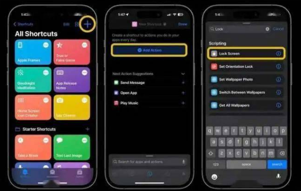 龙楼镇苹果14锁屏维修店分享iPhone14升级iOS16.4后如何创建锁屏快捷方式 