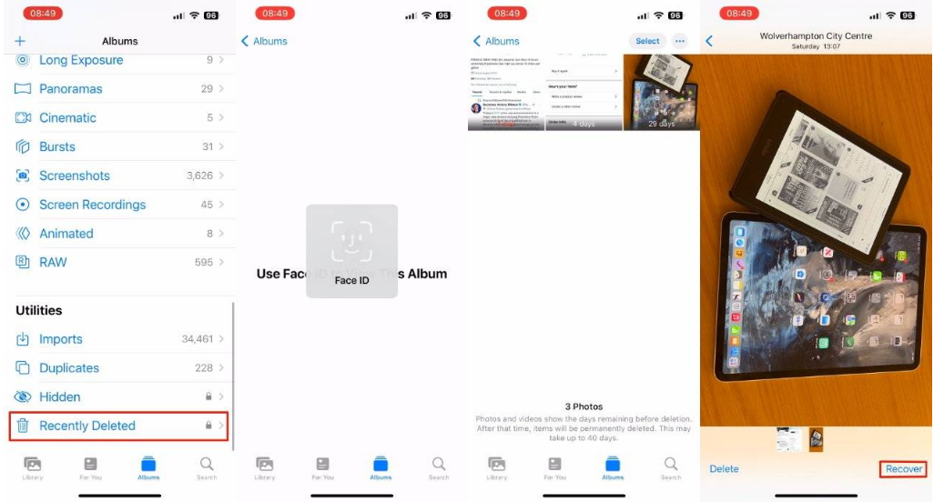 龙楼镇苹果14维修分享 iPhone14 上恢复已删除的照片 