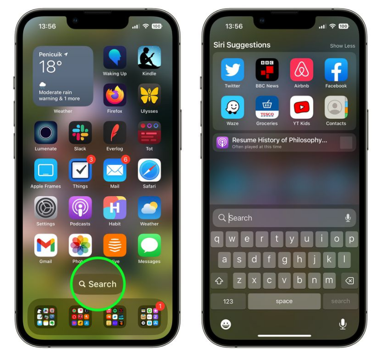 龙楼镇苹果手机维修分享升级到 iOS 16 后，如何删除主屏幕上的搜索按钮 