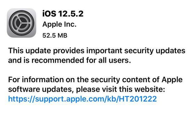 龙楼镇苹果手机维修分享iOS12.5.2发布，建议所有老苹果用户安装 